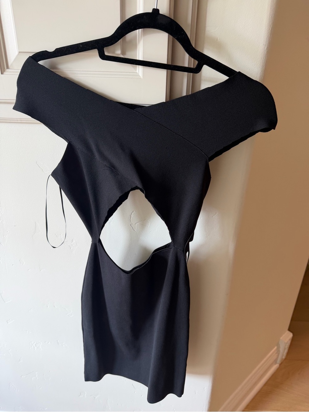 by the way. Black Off-Shoulder Cutout Bodycon Dress
